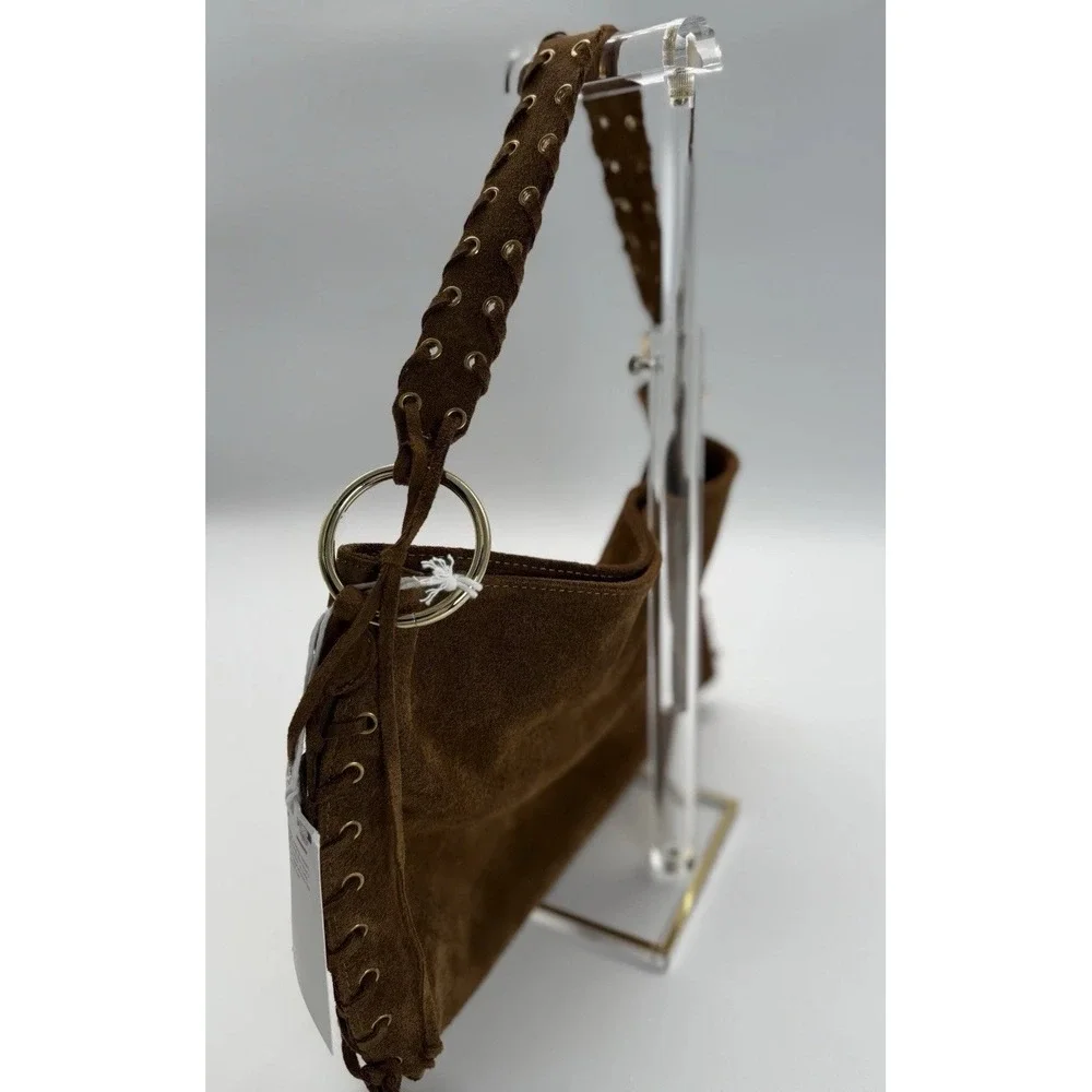 NWT Cheval Firenze Suede Fringe shoulder bag Brown‎